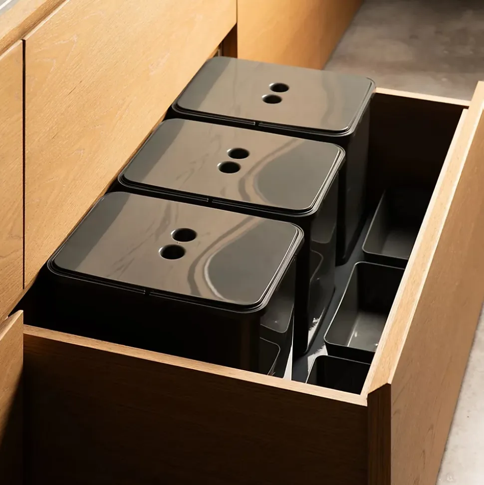 Poubelle cuisine SERAVA 48 L - poubelle de tri 3 x 16 litres