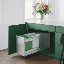 Poubelle cuisine SILKO 26 L - poubelle encastrable inox 1 x 10 et 1 x 16 litres