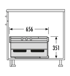 Poubelle d'angle encastrable tri sélectif 2 bacs 36L (18+18) Hailo Rondo