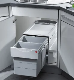 Poubelle d'angle encastrable tri sélectif 2 bacs 40L (20+20) Hailo Rondo Comfort