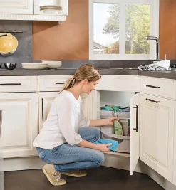 Poubelle d'angle encastrable tri sélectif 2 bacs 40L (20+20) Hailo Rondo Comfort