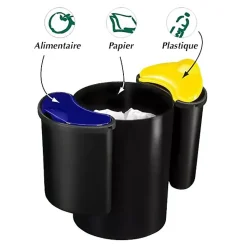 Poubelle de bureau avec kit tri sélectif 25 litres