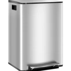 Poubelle de cuisine à pédale 2 compartiments 2 x 30L - seaux amovibles - acier inox. brossé