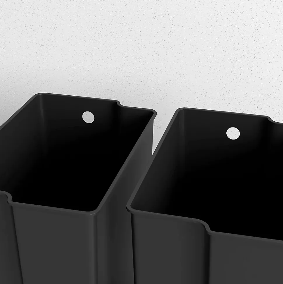 Poubelle de cuisine à pédale 2 compartiments 2 x 25L - seaux amovibles - acier inox. noir mat