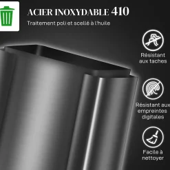 Poubelle de cuisine à pédale 2 compartiments 2 x 30L - seaux amovibles - acier inox. brossé noir