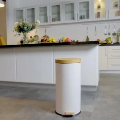 Poubelle de cuisine à pédale Kitchen Move Forest blanc 30 L