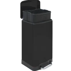 Poubelle de cuisine à pédale 30 L métal noir mat – l.34 x P.28 x H.68 cm – design compact, ouverture facile et hygiénique Frandis Urban