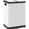 Poubelle de cuisine 2 x 30L - poubelle à pédale 2 compartiments seaux amovibles - acier inox. blanc