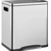 Poubelle de cuisine 2 x 15L - poubelle à pédale 2 compartiments seaux amovibles - acier inox. brossé