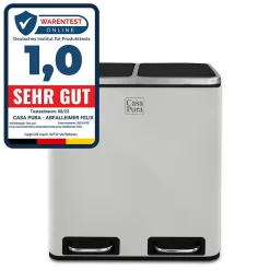 Poubelle de cuisine, Blanc, 2 compartiments de 15 Litres -30 Litres - Floordirekt