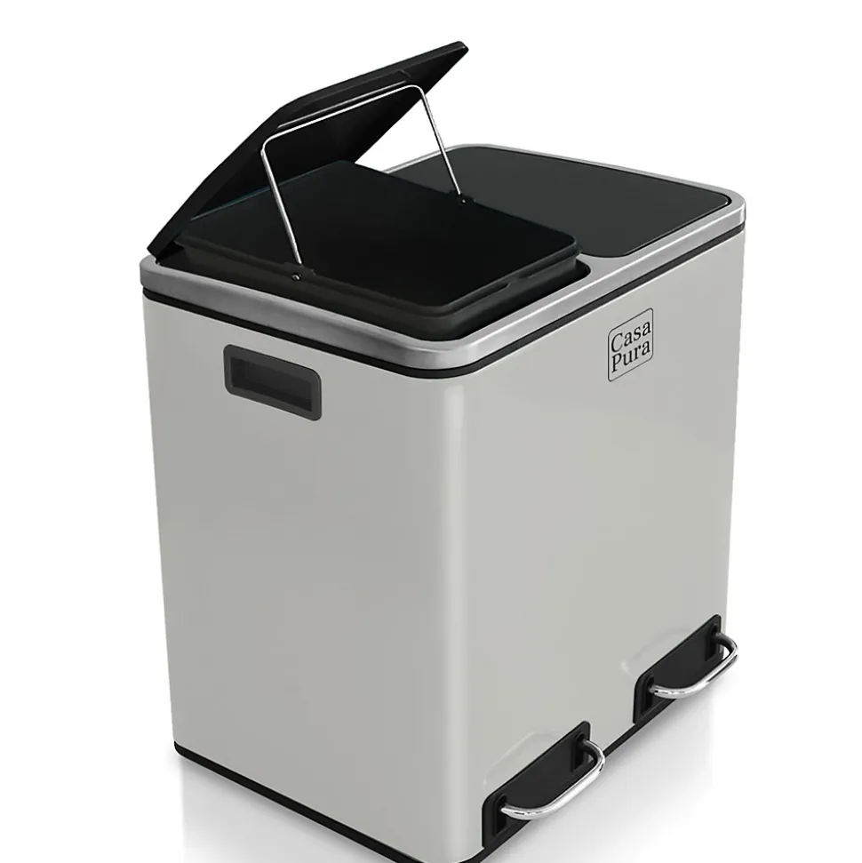 Poubelle de cuisine, Blanc, 2 compartiments de 15 Litres -30 Litres - Floordirekt