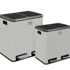 Poubelle de cuisine, Blanc, 2 compartiments de 15 Litres -30 Litres - Floordirekt