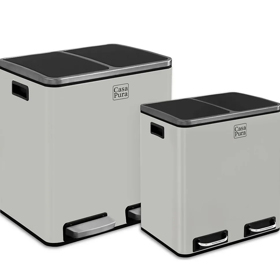 Poubelle de cuisine, Blanc, 2 compartiments de 15 Litres -30 Litres - Floordirekt