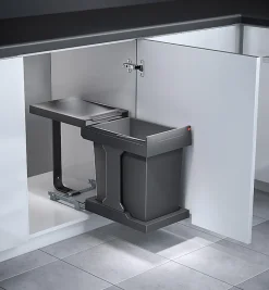 Poubelle de cuisine coulissante encastrable sous évier 20L Hailo Solo Manuelle