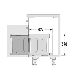 Poubelle de cuisine coulissante encastrable sous évier 20L Hailo Solo Manuelle