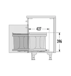 Poubelle de cuisine coulissante encastrable sous évier 20L Hailo Solo Automatique