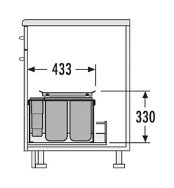 Poubelle de cuisine encastrable pour tiroir coulissant 35L Hailo AS XXL 600