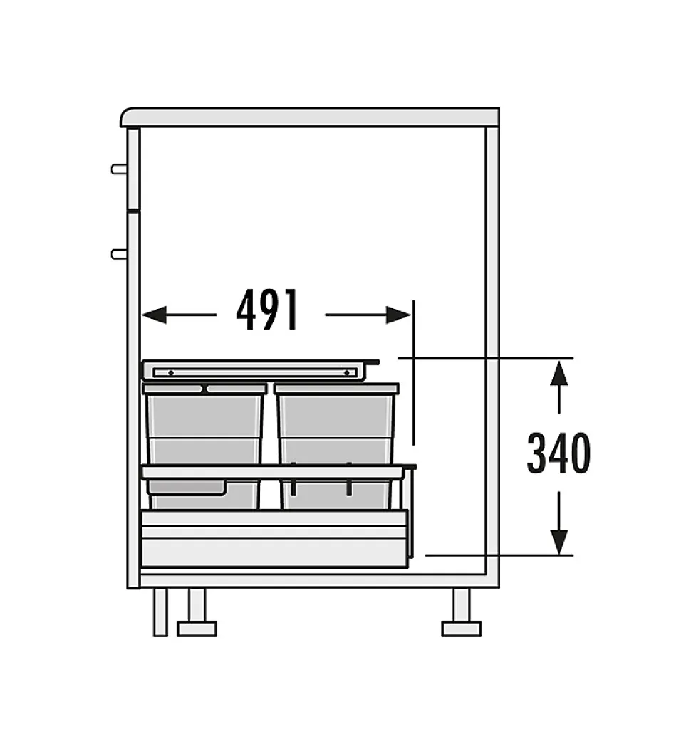 Poubelle de cuisine encastrable pour meuble coulissant 50L Hailo Separato K 900