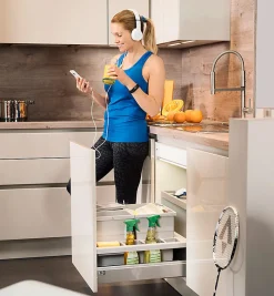 Poubelle de cuisine encastrable pour meuble coulissant 34L Hailo Separato K 600 Coloris - Gris