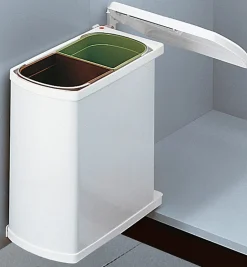 Poubelle de cuisine encastrable sous évier 2 bacs 16L Hailo AS Duo Coloris - Blanc