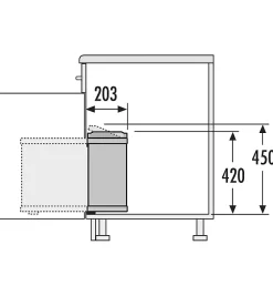 Poubelle de cuisine encastrable sous évier 18L Hailo AS Uno Coloris - Inox / Blanc