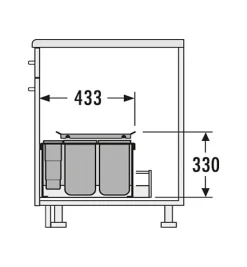 Poubelle de cuisine encastrable pour tiroir coulissant 30L Hailo AS XXL 450