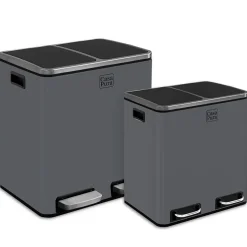 Poubelle de cuisine, Gris foncé, 2 compartiments de 30 Litres -60 Litres - Floordirekt