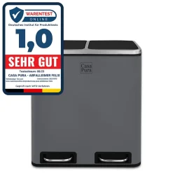 Poubelle de cuisine, Gris foncé, 2 compartiments de 30 Litres -60 Litres - Floordirekt