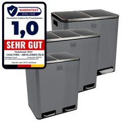 Poubelle de cuisine, Gris foncé, 2 compartiments de 30 Litres -60 Litres - Floordirekt