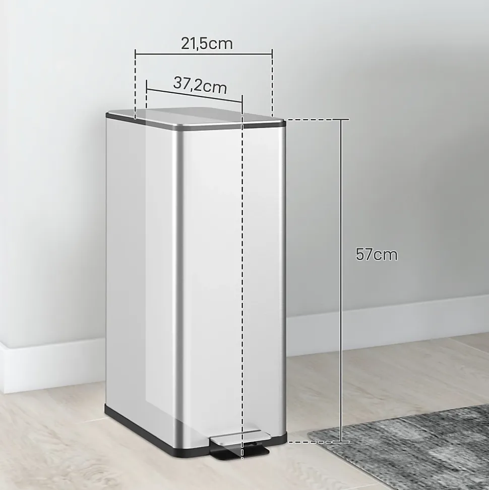 Poubelle de cuisine 20L - poubelle à pédale compartiment seau amovible - acier inox.