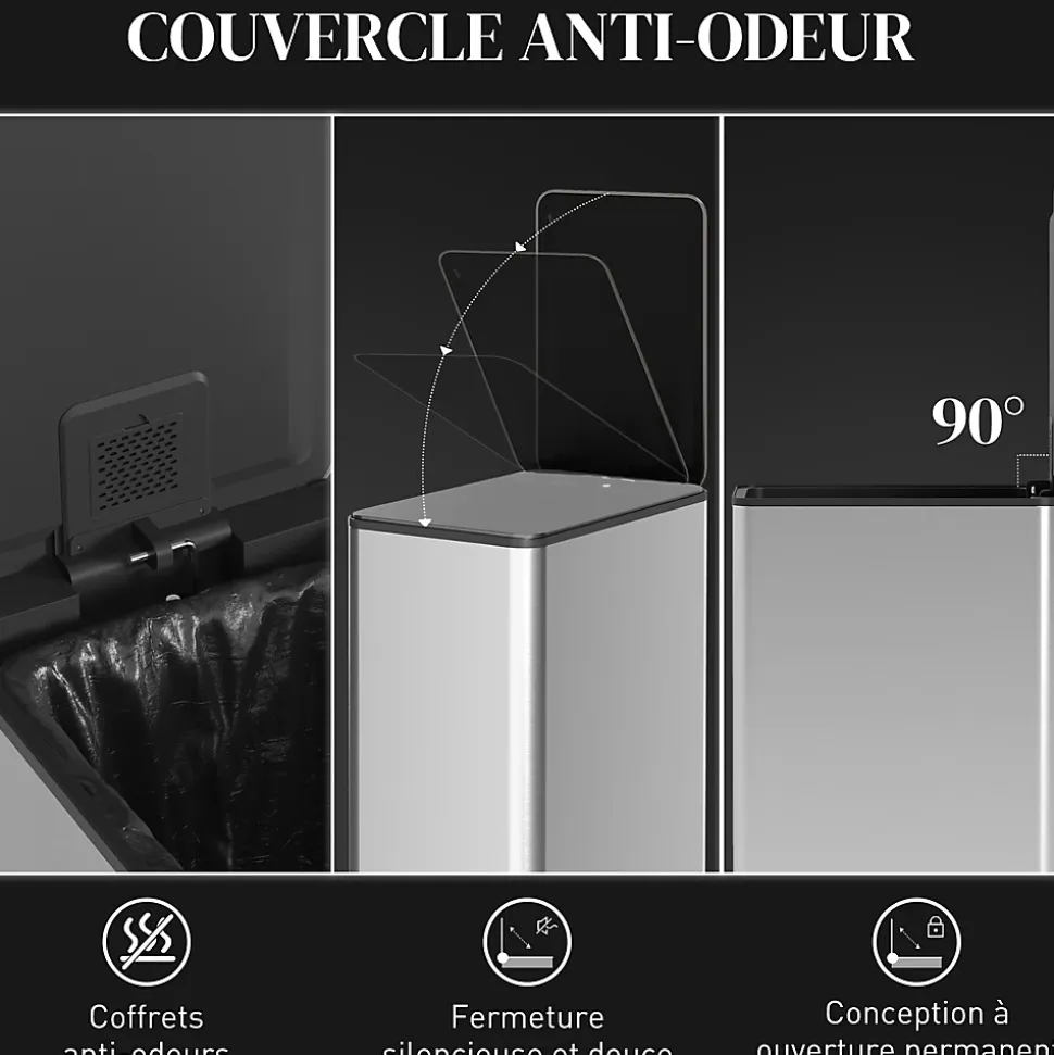 Poubelle de cuisine 20L - poubelle à pédale compartiment seau amovible - acier inox.