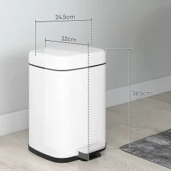 Poubelle de cuisine 12L - poubelle à pédale compartiment seau amovible - acier inox. blanc