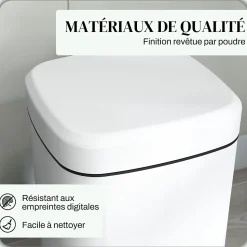 Poubelle de cuisine 12L - poubelle à pédale compartiment seau amovible - acier inox. blanc