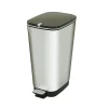 Poubelle de cuisine 45L en plastique coloris argent ouverture à pédale l.29 x P.44,5 x H.60,5 cm