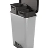 Poubelle de cuisine 46L Keter Compatta en plastique coloris gris ouverture à pédale l.47,8 x P.29 x H.62,6 cm