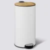 Poubelle de cuisine 30L Modern Color 5Five blanc et bambou
