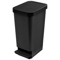 Poubelle de cuisine 45L Tontarelli en polypropylène (PP) coloris noir ouverture à pédale l.29 x P.38,7 x H.61 cm