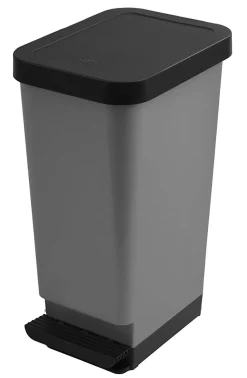 Poubelle de cuisine 45L Tontarelli en polypropylène (PP) coloris gris ouverture à pédale l.29 x P.38,7 x H.61 cm