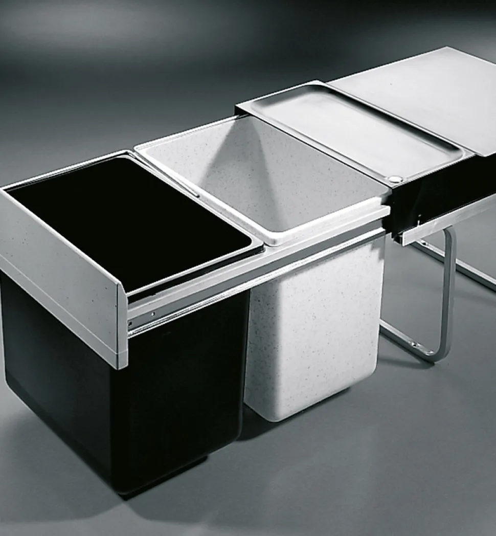 Poubelle de cuisine tri sélectif 2 bacs encastrable 36L (18+18) Hailo Raumspar Tandem