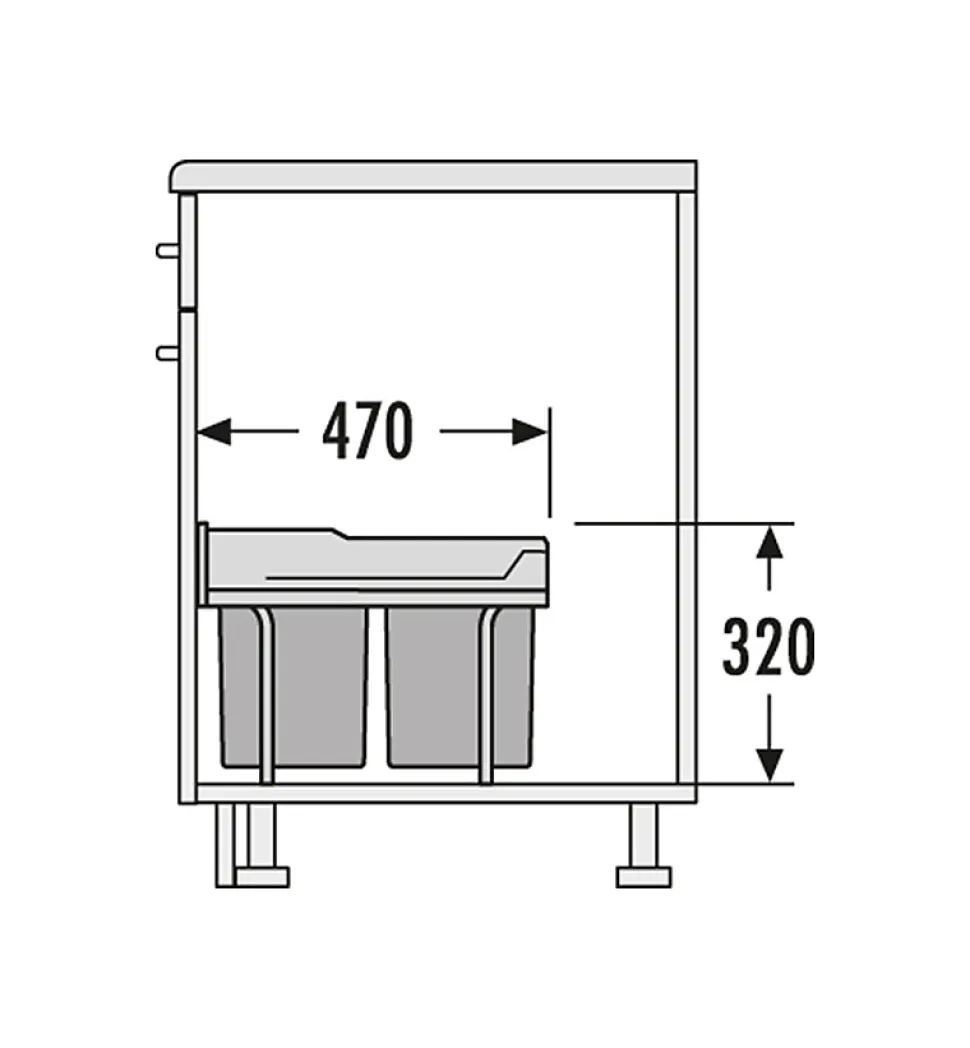 Poubelle de cuisine tri sélectif 2 bacs encastrable 36L (18+18) Hailo Raumspar Tandem