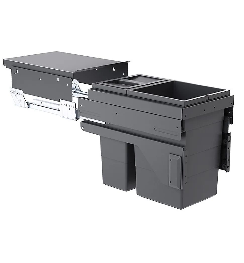 Poubelle de cuisine tri sélectif 2 bacs encastrable 25L (15+10) Hailo AS Cargo