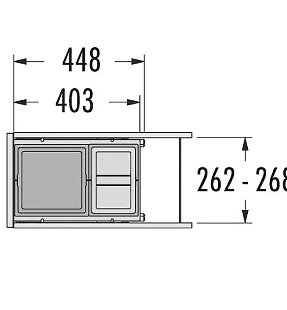 Poubelle de cuisine tri sélectif 2 bacs encastrable 25L (15+10) Hailo AS Cargo