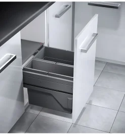 Poubelle de cuisine tri sélectif 2 bacs encastrable 45L (28+17) Hailo Cargo