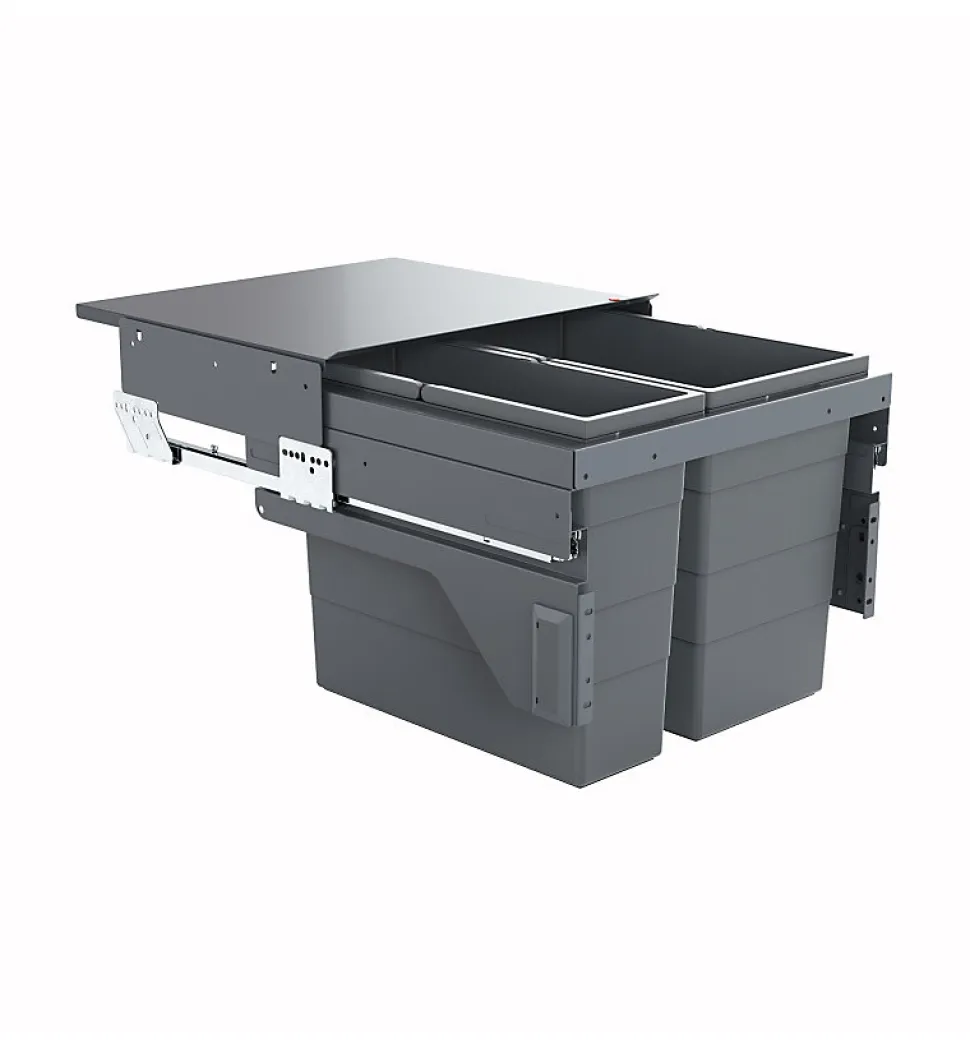 Poubelle de cuisine tri sélectif 2 bacs encastrable 45L (28+17) Hailo Cargo