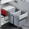 Poubelle de cuisine tri sélectif 2 bacs encastrable 40L (20+20) Hailo Raumspar Tandem + Kit Balayette