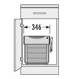 Poubelle de cuisine tri sélectif 2 bacs encastrable 40L (20+20) Hailo Raumspar Tandem + Kit Balayette