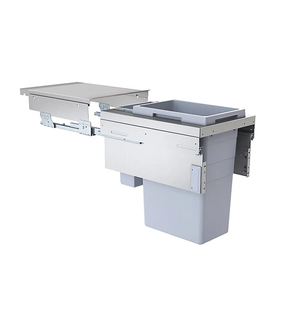 Poubelle de cuisine tri sélectif 2 bacs encastrable 45L (38+7) Hailo Euro Cargo