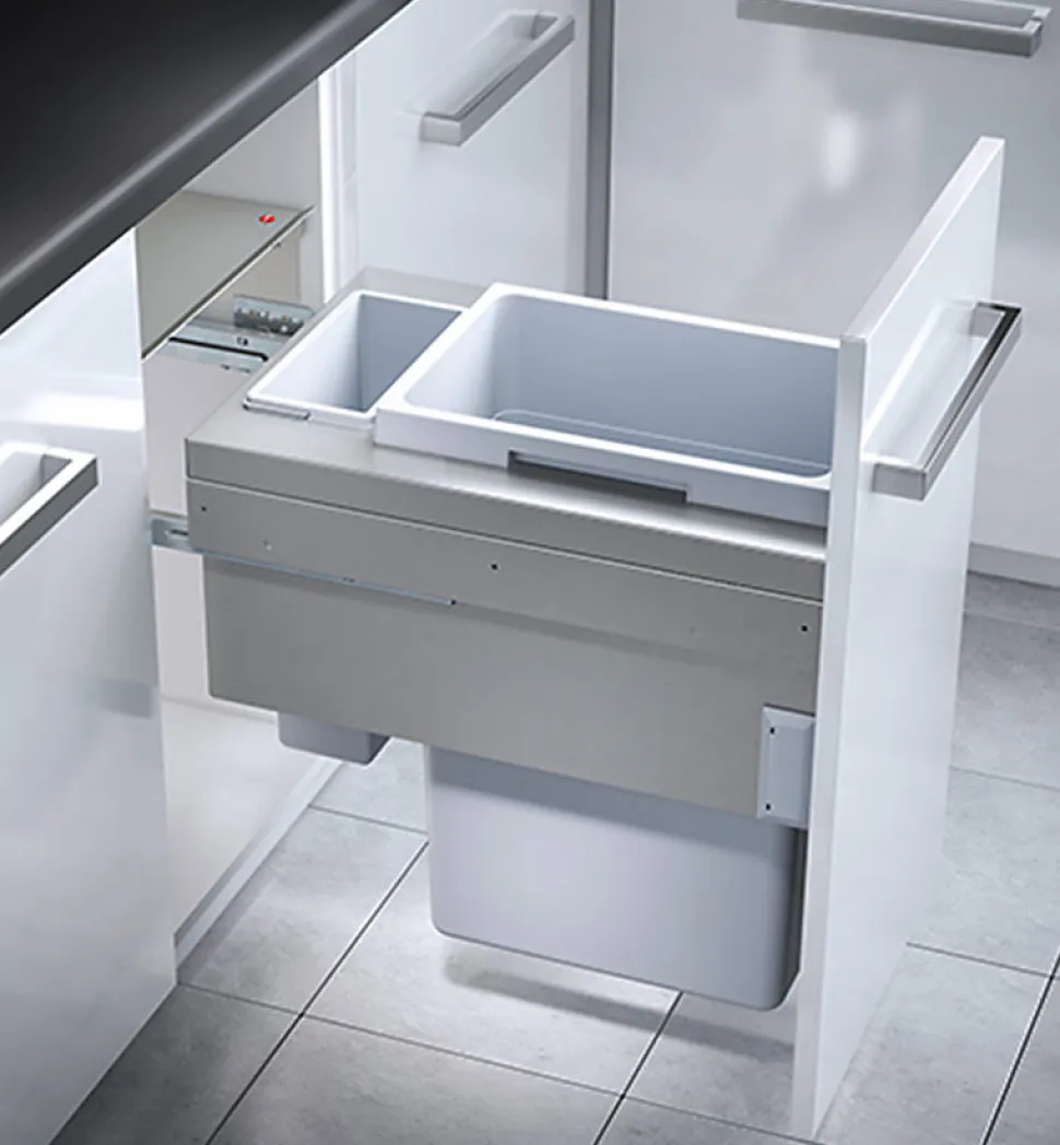 Poubelle de cuisine tri sélectif 2 bacs encastrable 45L (38+7) Hailo Euro Cargo