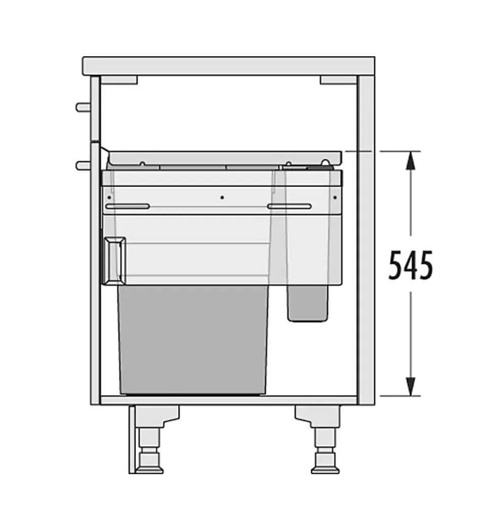 Poubelle de cuisine tri sélectif 2 bacs encastrable 45L (38+7) Hailo Euro Cargo