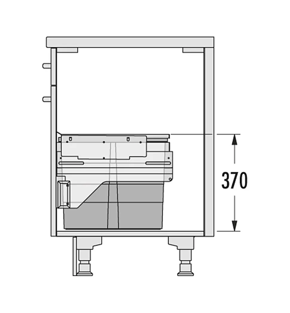 Poubelle de cuisine tri sélectif 3 bacs encastrable 54L (28+13+13) Hailo AS Cargo
